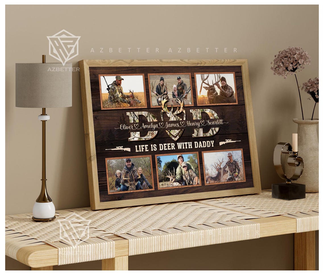 Life Is Deer With Daddy Hunting Photo Collage Father's Day Gift Poster - Image 2