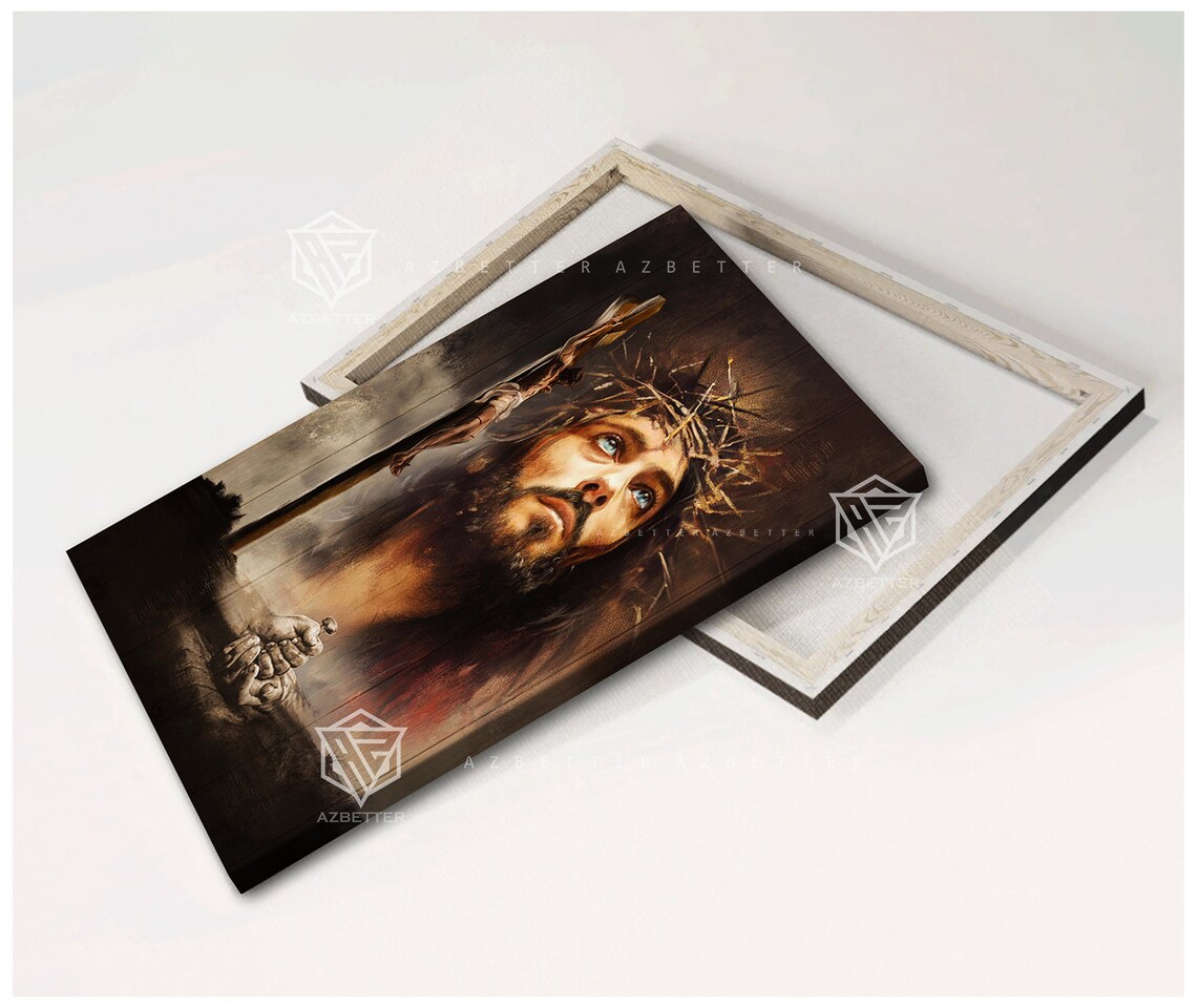 Jesus Portrait Crown Of Thorns Crucifixion Passion Art Poster - Image 3