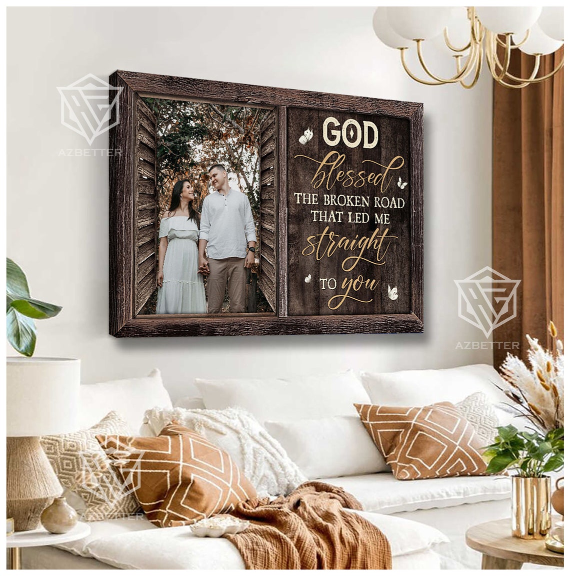 Personalized God Blessed The Broken Road Rustic Window Couple Poster - Image 4