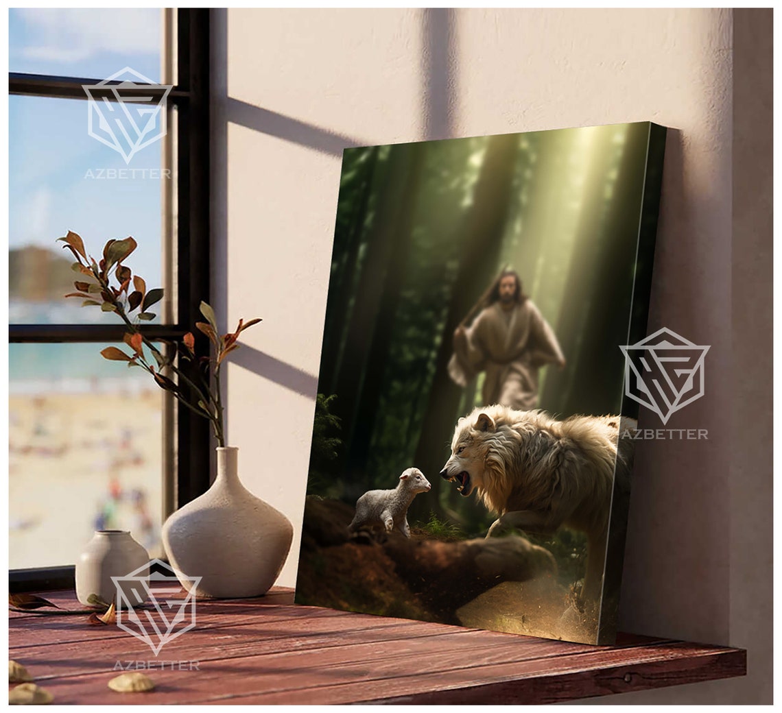 My Defender Jesus Protecting Lamb From the Wolf Forest Poster - Image 5