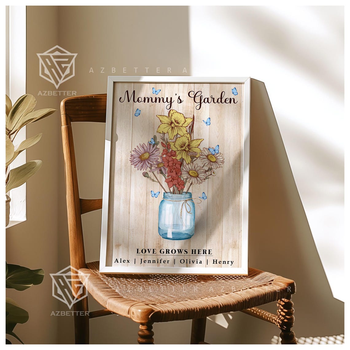 Mommy's Garden Love Grows Here Wildflower Jar Personalized Wall Poster - Image 3