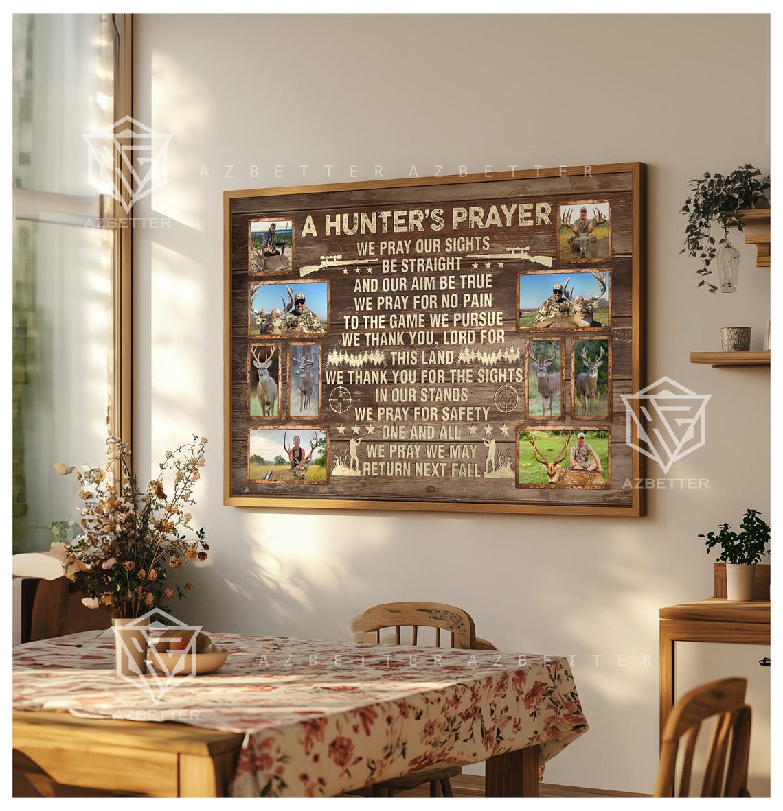 A Hunter's Prayer Deer Hunting Photo Collage Rustic Lodge Poster - Image 3