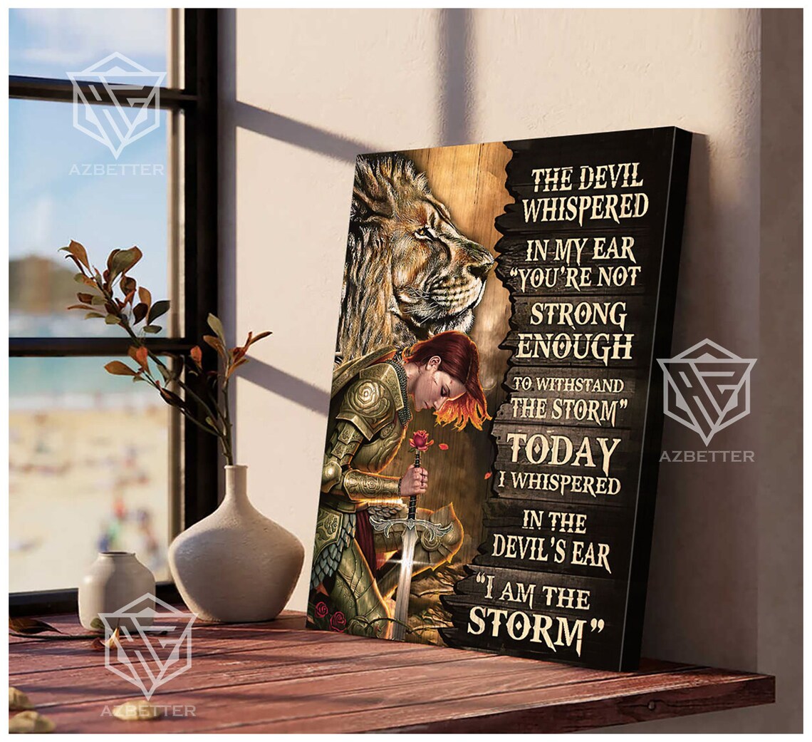 I Am The Storm Female Warrior With Lion Christian Strength Poster - Image 5