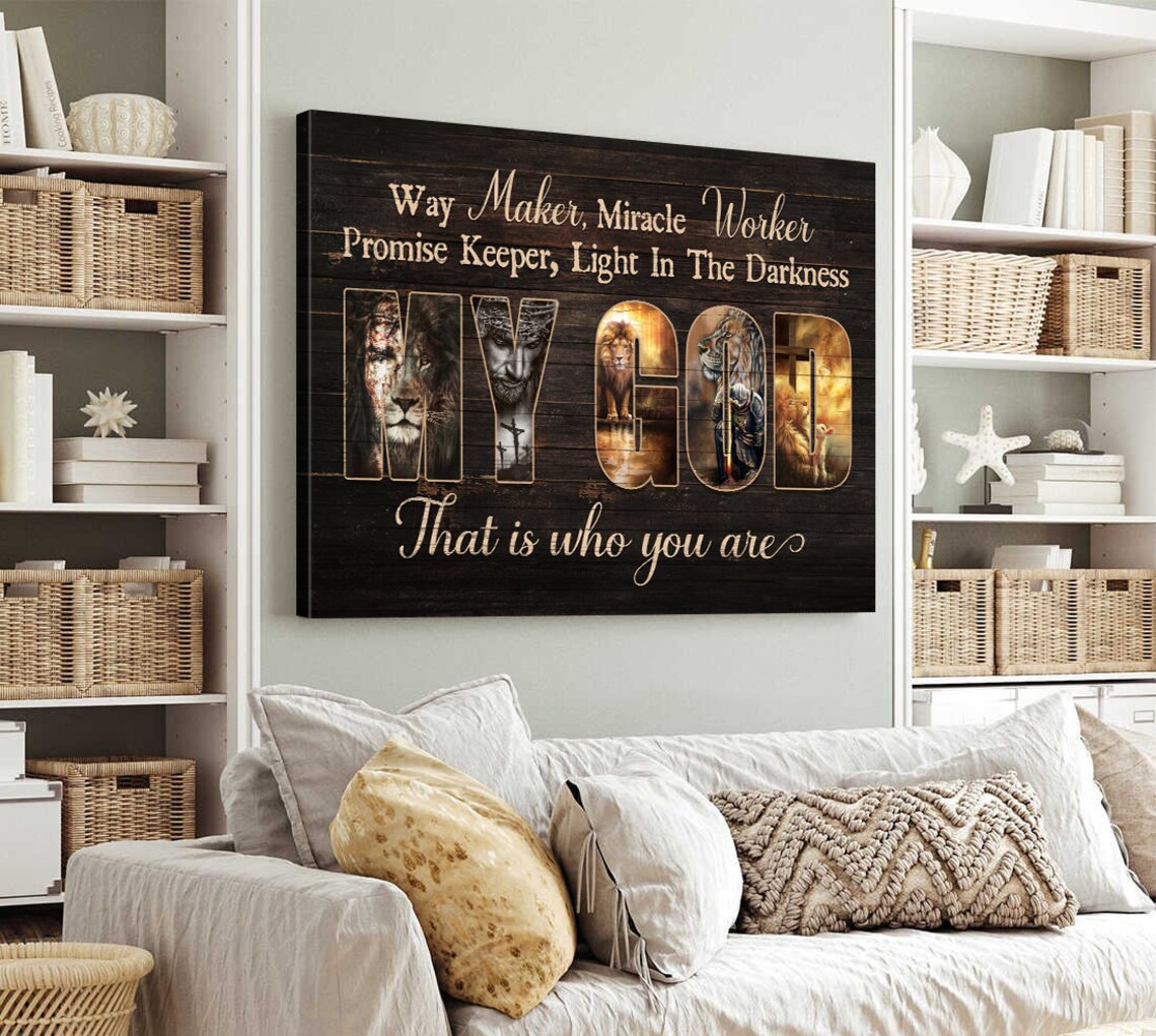 Way Maker Miracle Worker My God Letter Art Lion Jesus Poster - Image 4