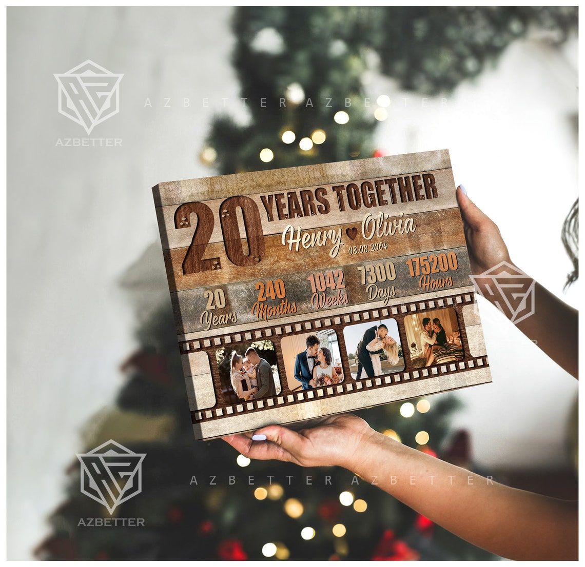 Personalized Anniversary 20 Years Together Wedding 20 Anniversary Wall Art Custom Couple Photo Collage - Image 2