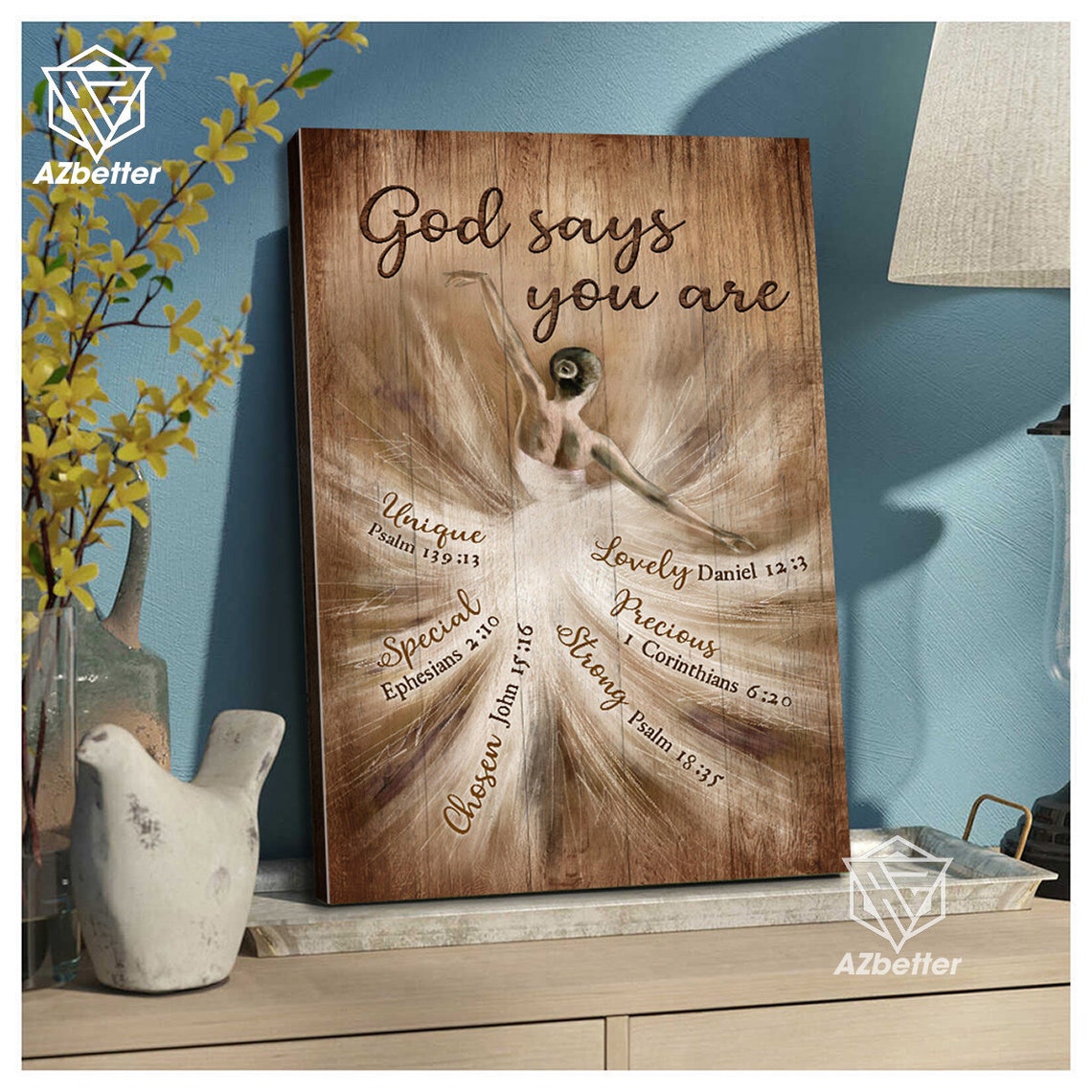 God Says You Are Ballerina Dancer Scripture Affirmation Ballet Poster - Image 4