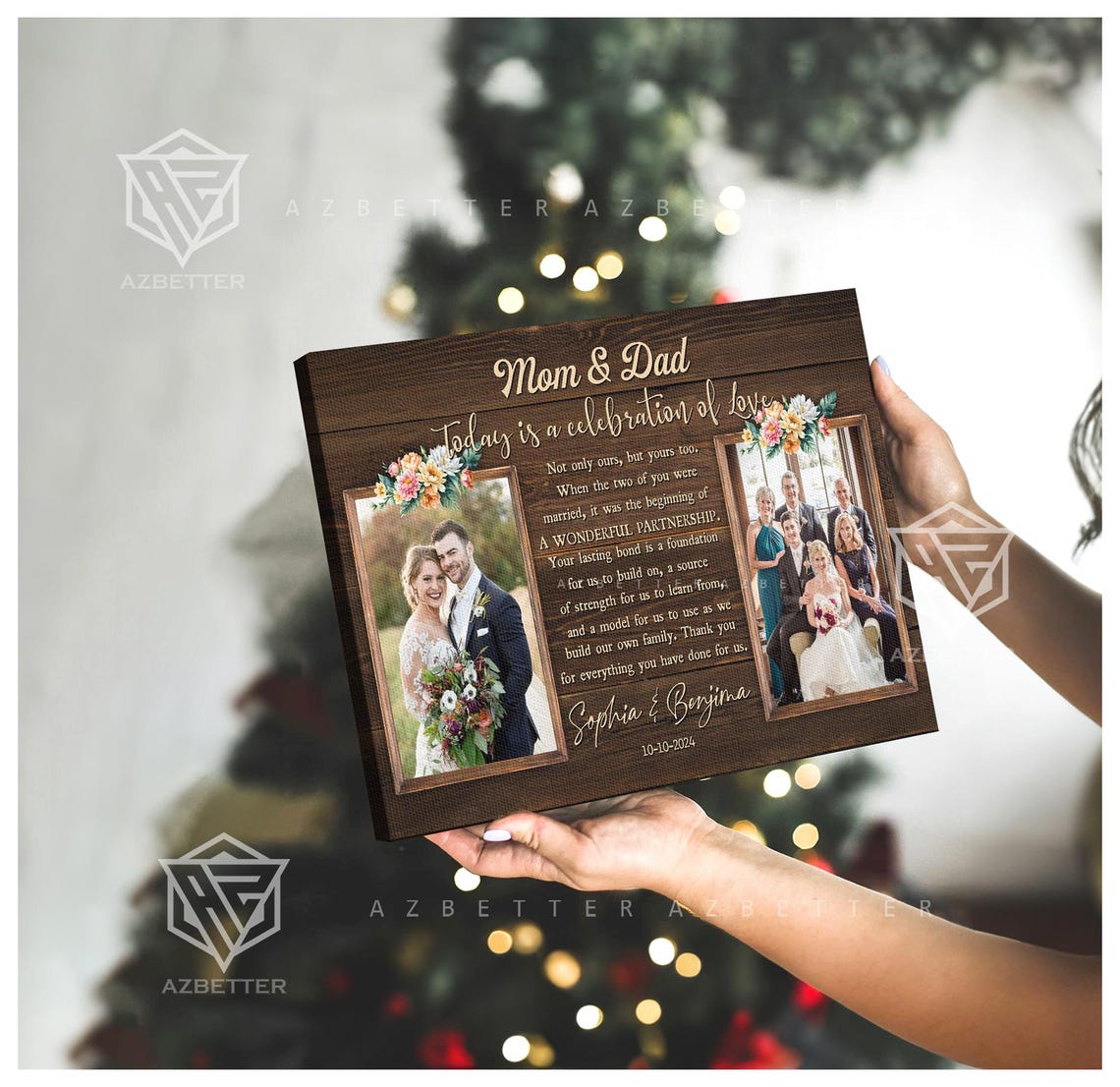 Personalized Parents Wedding Thank You Custom Photo Message Wall Art Anniversary Gift For Mom Dad Wedding Gift From Bride - Image 4