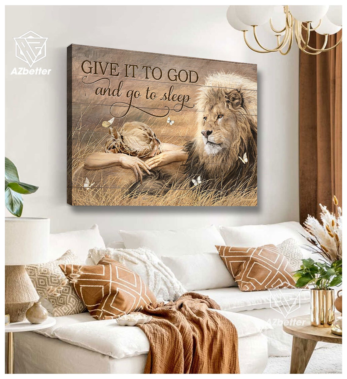 Give It To God And Go To Sleep Girl And Lion Wheat Field Poster - Image 4