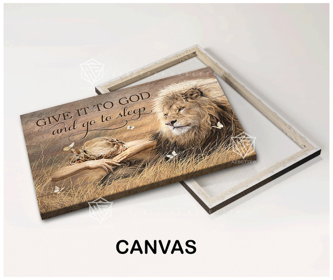 Give It To God And Go To Sleep Girl And Lion Wheat Field Poster - Image 3