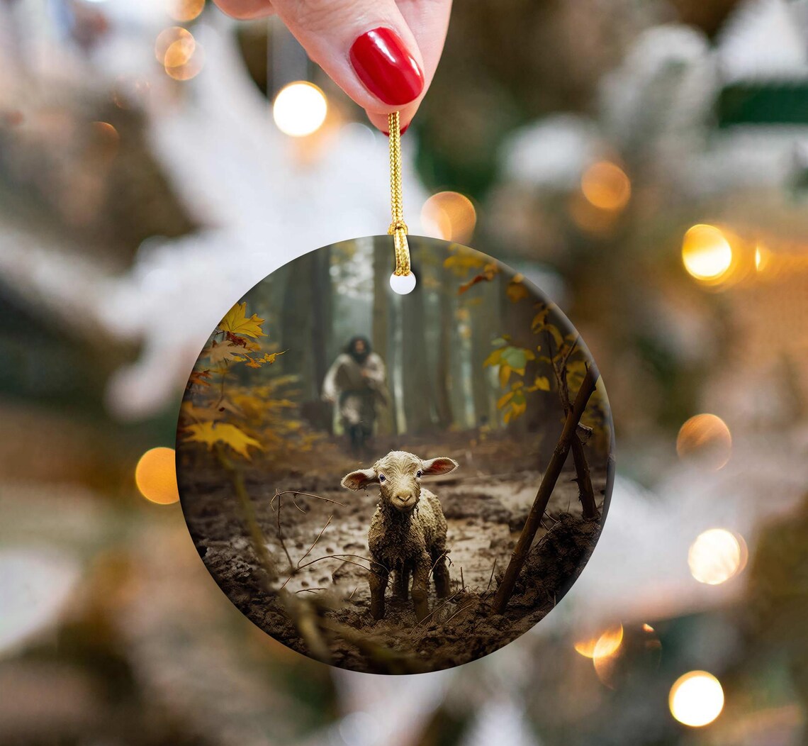 He Leaves The 99 To Rescue Me Lost Lamb Christmas Ornament Poster - Image 5