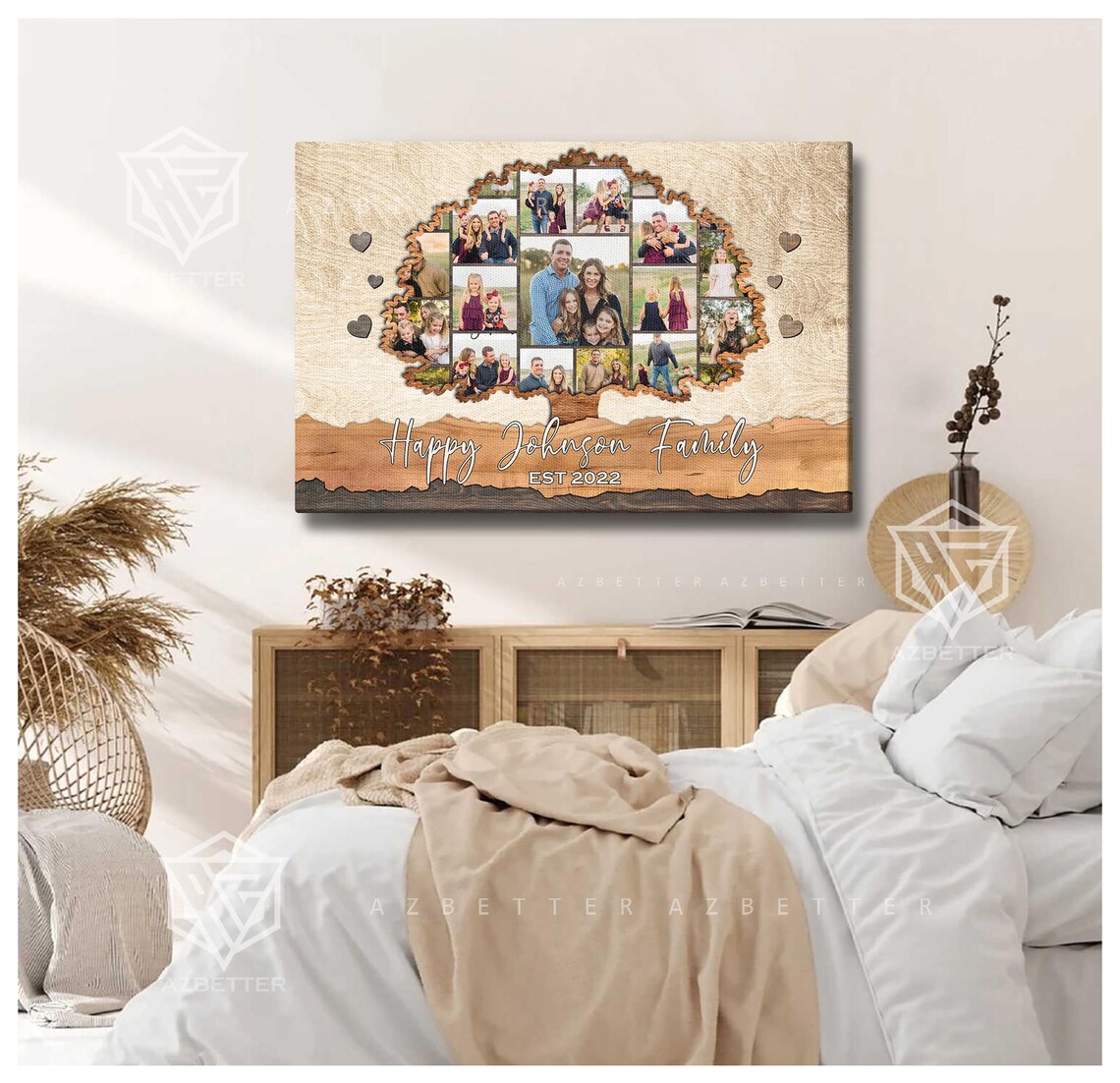 Personalized Family Tree Collage Art Print, Gift for Parents - Image 2