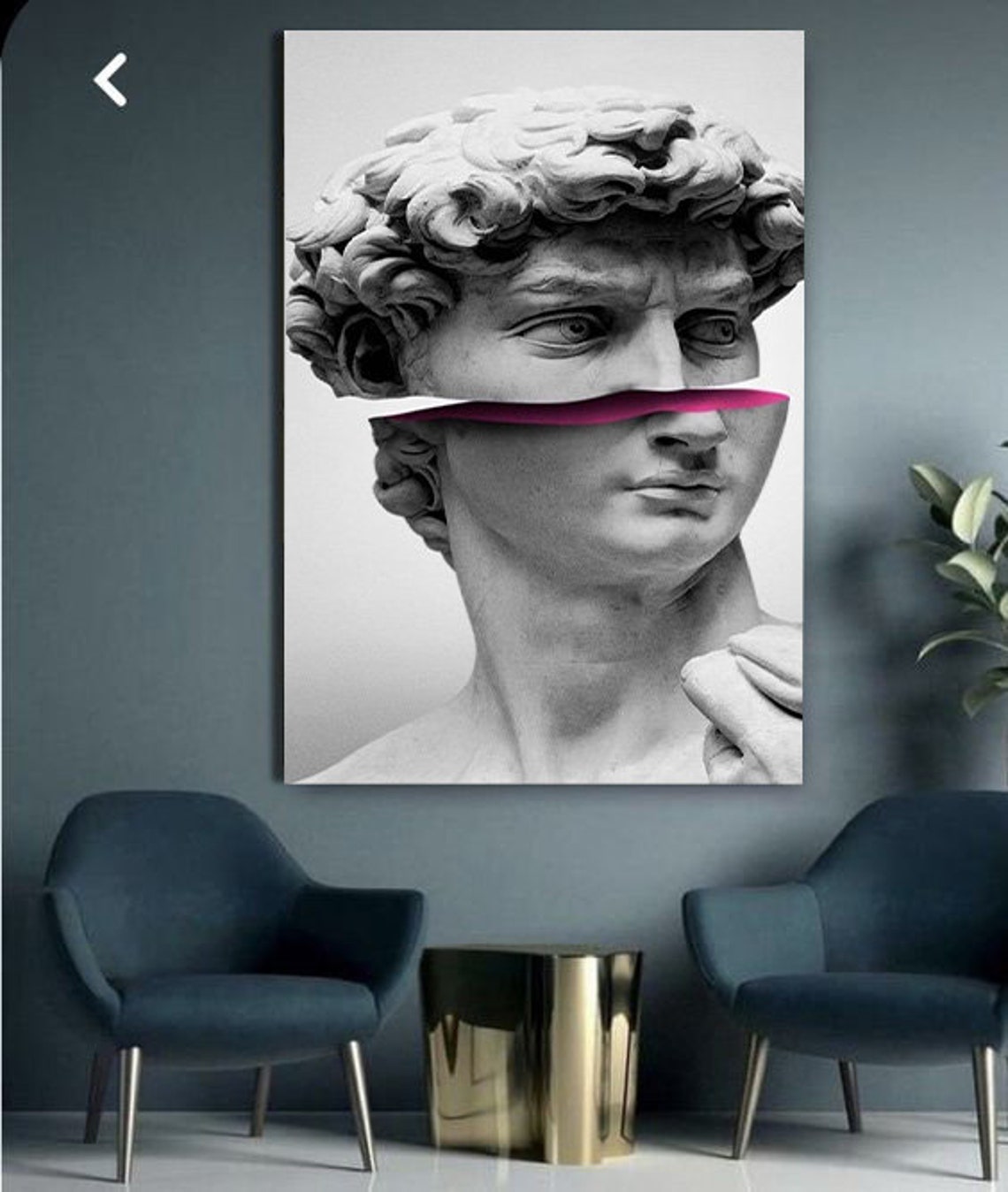 Michelangelo David Statue Head Pink Slice Modern Pop Art Poster - Image 2