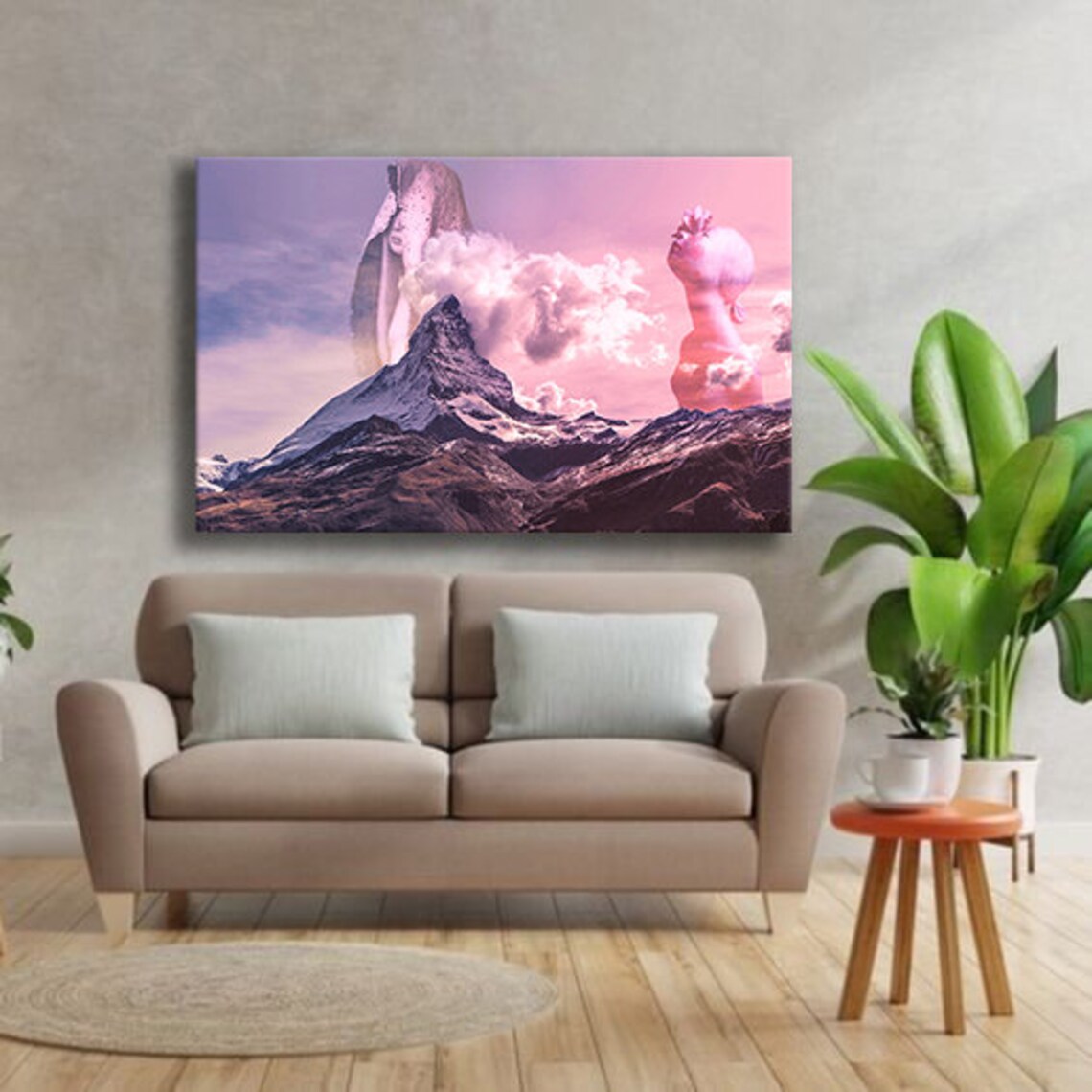Matterhorn Alps Pink Sunset Clouds Surreal Woman Mountain Travel Poster - Image 3