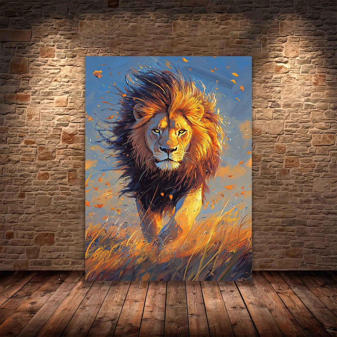 Noble Lion Painting Oil Painting Walking Lion Maned Lion Painting Painting Modern Print Animal Art Large Framed Ready To Hang - Image 3