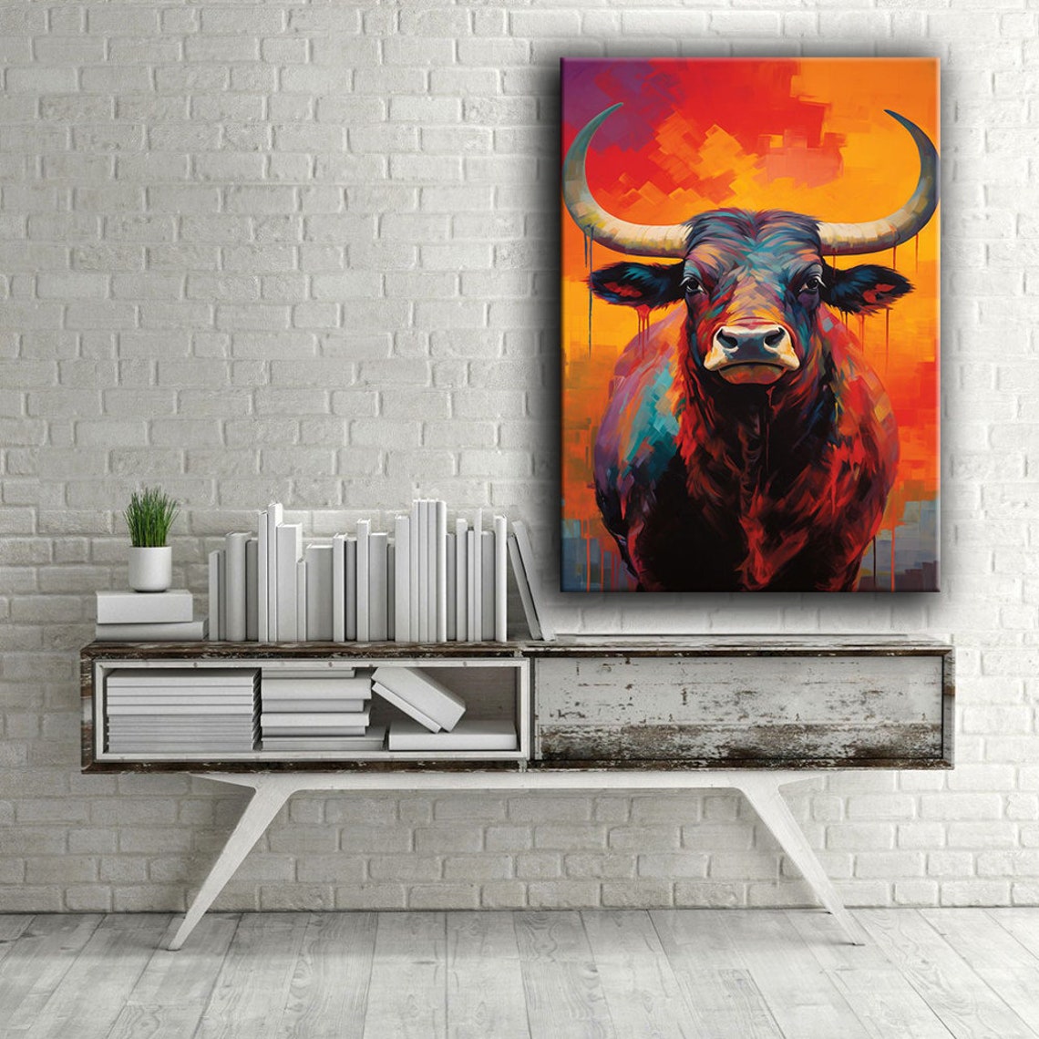 Oil Painting Cow Design Painting Wall Painting Animal Wall Art Ready To Hang Wall Painting Design Painting - Image 2