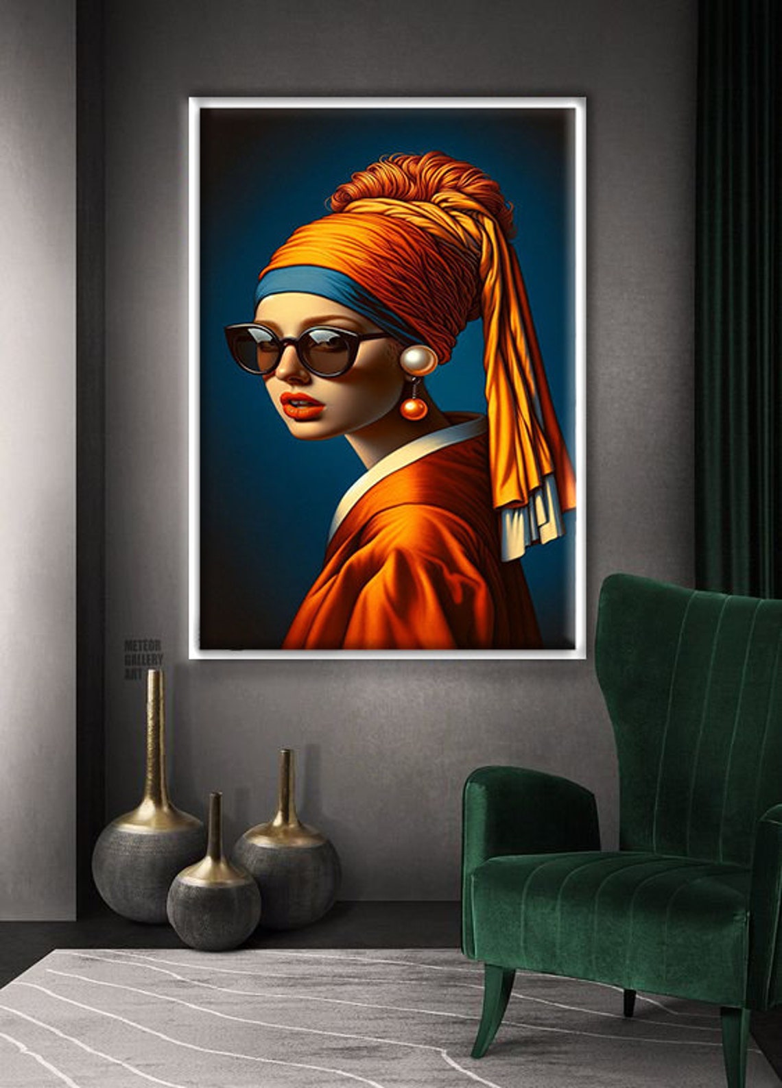 Girl With Pearl Earring Sunglasses Modern Pop Art Remix Poster - Image 2