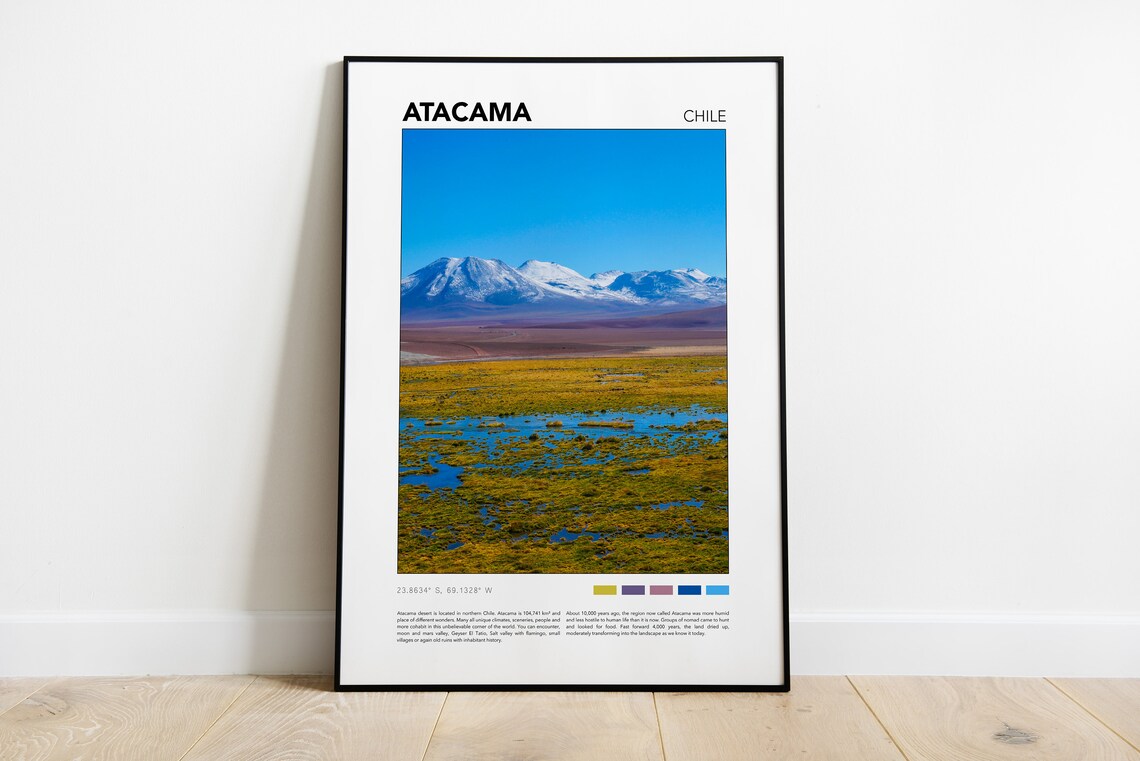 Atacama Chile Desert Photo With Coordinates Vintage Travel Print