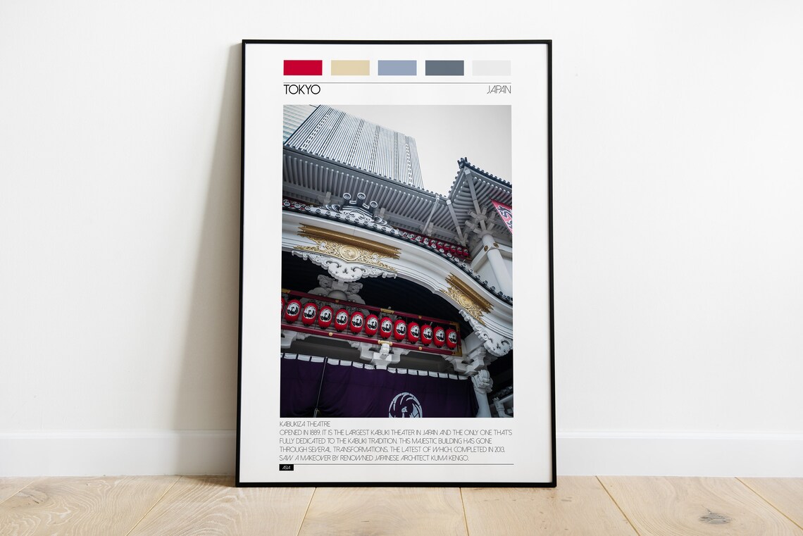 Tokyo Japan Kabuki Theatre Traditional Architecture Photo Print