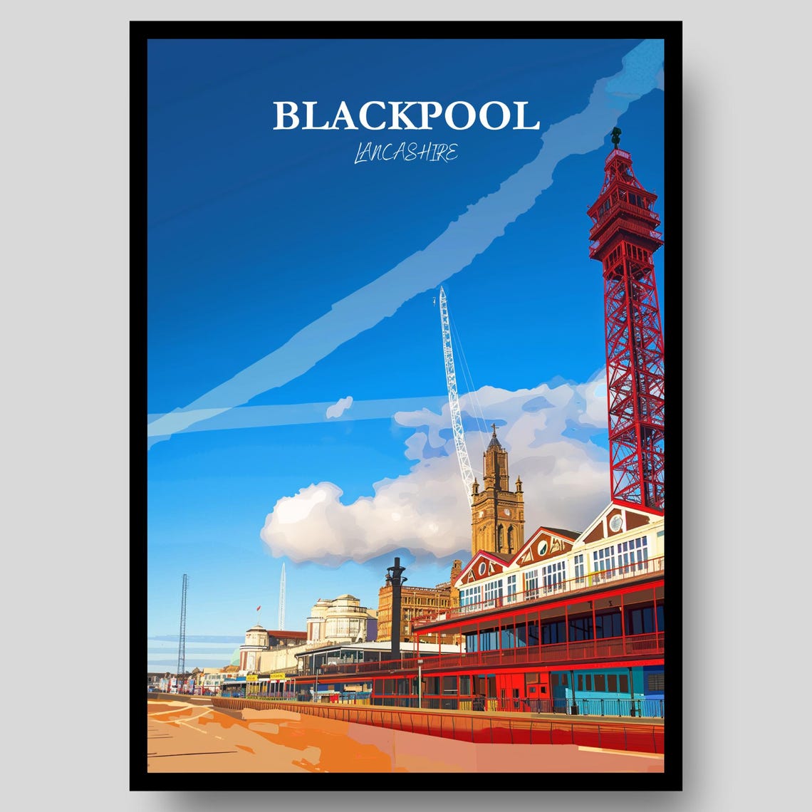 Blackpool Tower Lancashire Seaside Promenade Beach Resort Poster