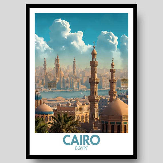 Cairo Poster Egypt Wall Art Egyptian Print