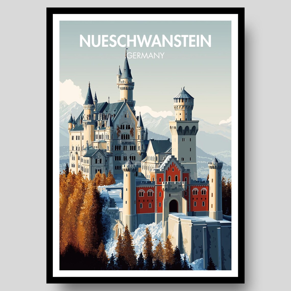 Neuschwanstein Castle Bavaria Travel Poster