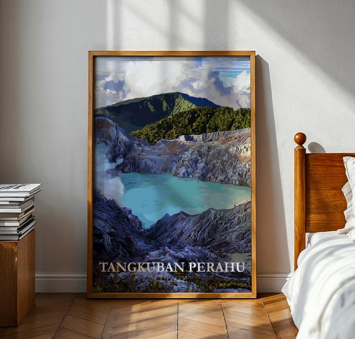 Tangkuban Perahu Indonesia Volcano Crater Lake Travel Art Poster