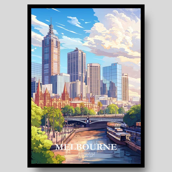 Melbourne Poster Australia Print Australian Art Wall