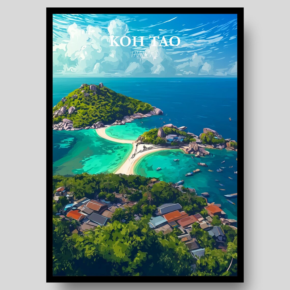 Koh Tao Thailand Travel Poster, Samui Art Print