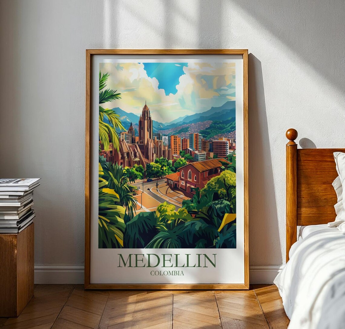 Medellin Travel Poster Colombia Wall Art Vacation Gift For Traveller