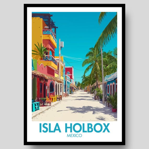 Isla Holbox Poster Mexican Wall Art Mexico Travel Print