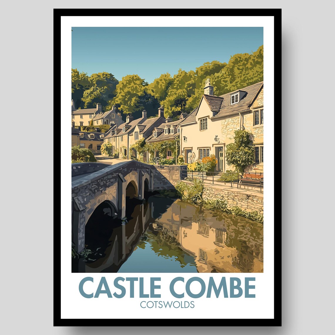 Castle Combe Travel Poster, Cotswolds Landmark