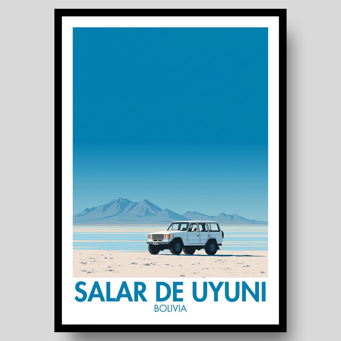 Salar de Uyuni Bolivia Salt Flat SUV Adventure Travel Poster