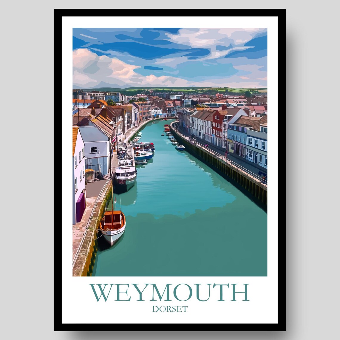 Weymouth Dorset Historic Harbor Boats Quayside Travel Poster
