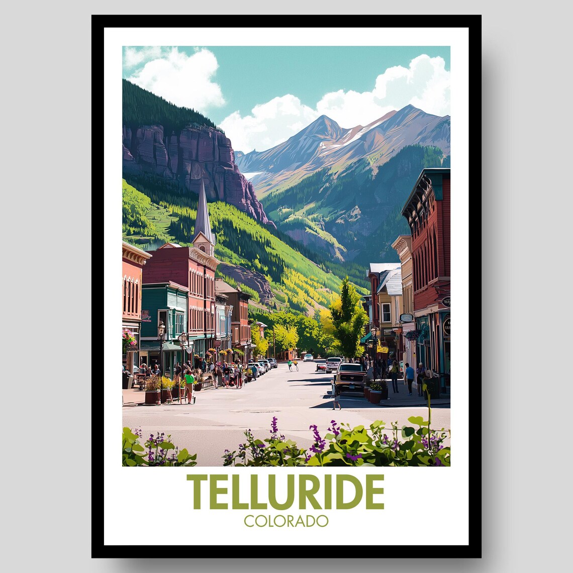 Telluride Colorado Historic Main Street Mountain Town Poster