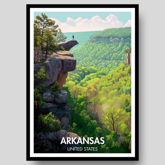 Arkansas Poster Print Wall Art Gifts Map Hot Springs Artwork