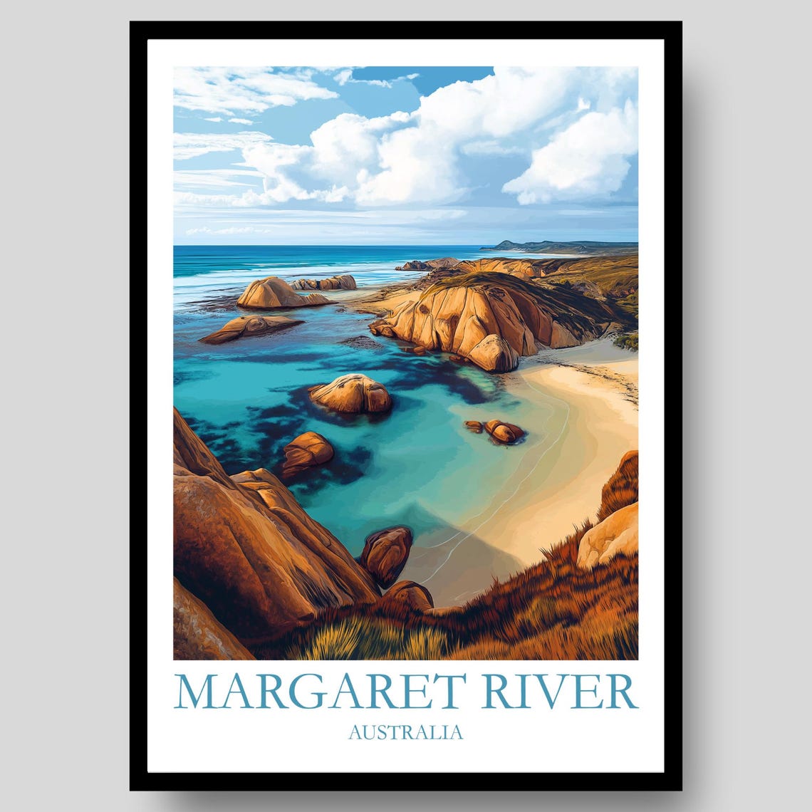 Margaret River Australia Turquoise Cove Granite Boulders Poster