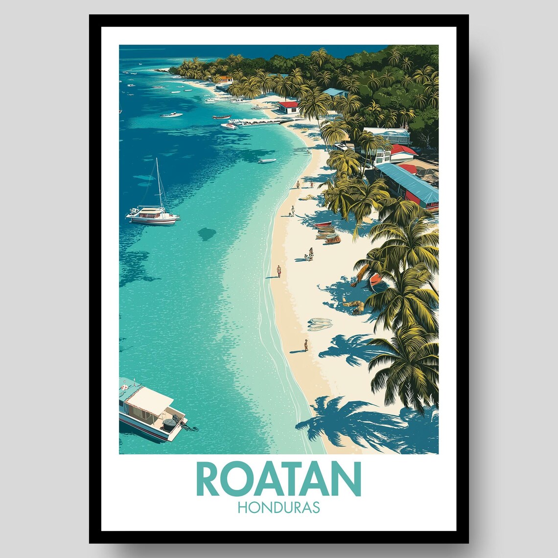 Roatan Poster, Honduras Caribbean Art Print