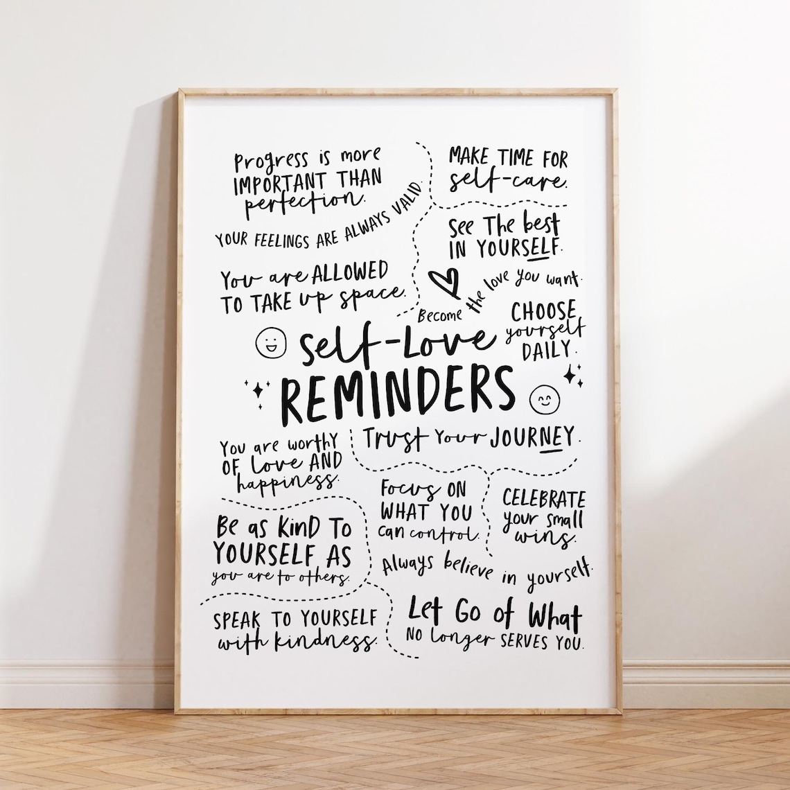 Self Love Reminders, Daily Affirmations Art Print