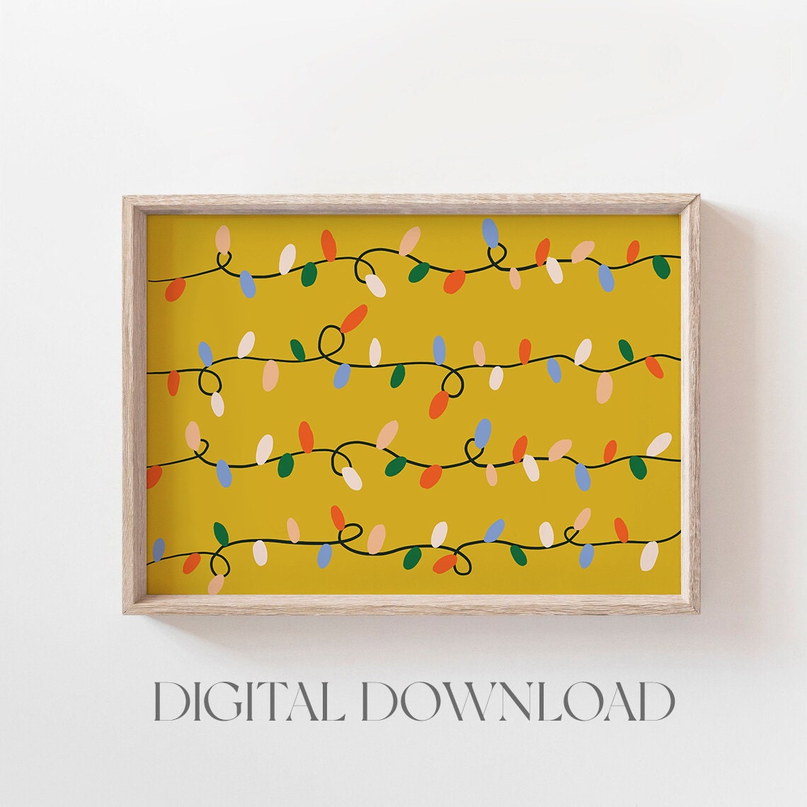 Retro Colorful Christmas String Lights Holiday Wall Decor Poster - Image 3