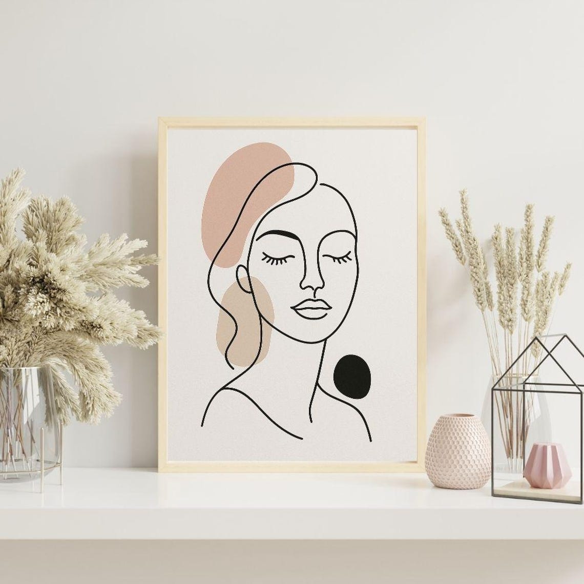 Minimalist Line Art Female Portrait Flowing Lines Modern Poster