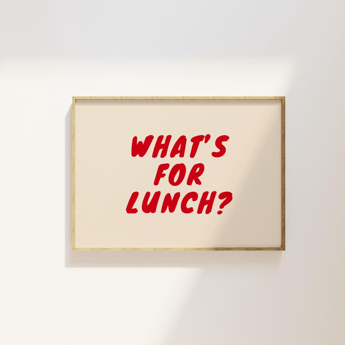 Whats For Lunch Red Bold Typography Cream Background Kitchen Poster