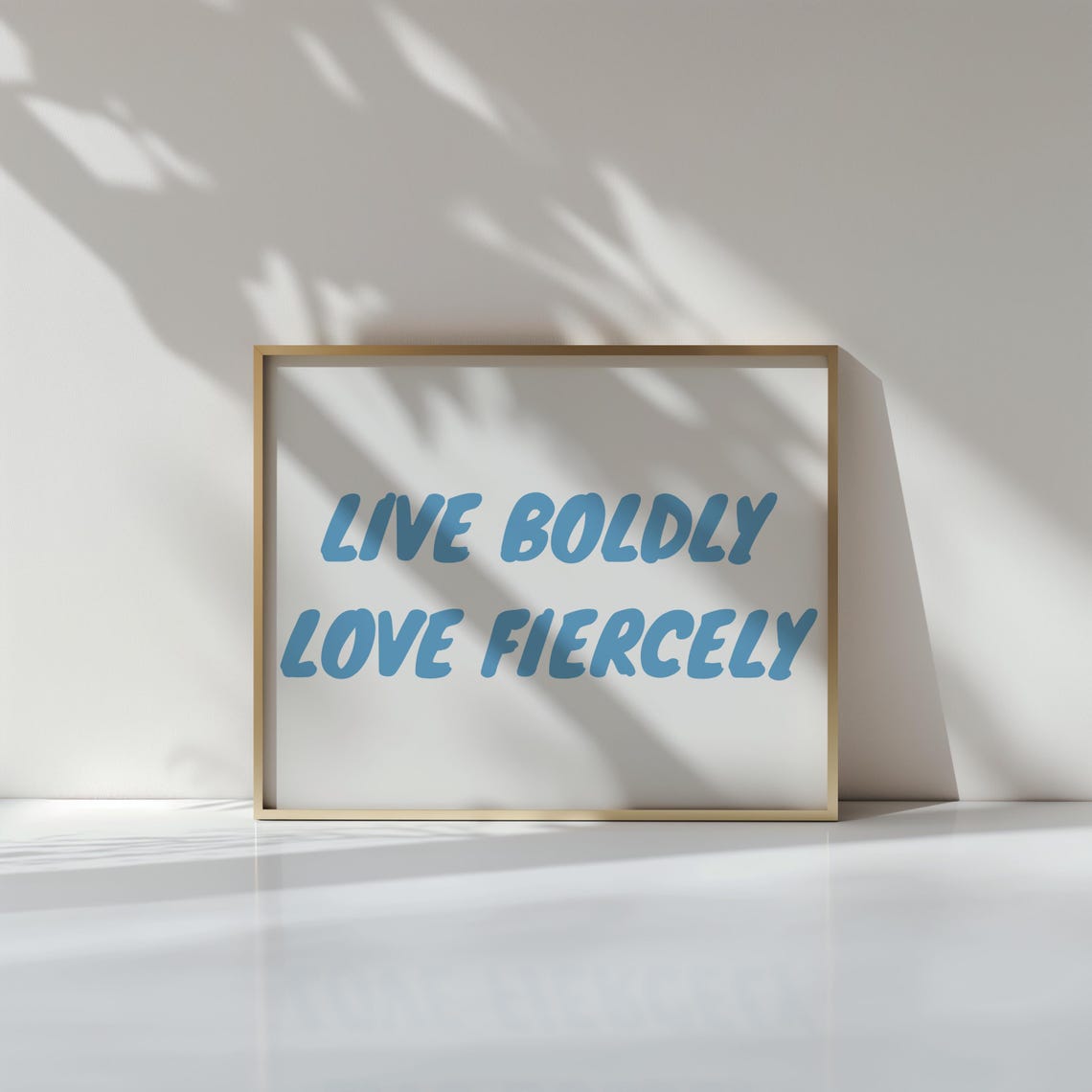 Live Boldly Love Fiercely Blue Retro Script Horizontal Poster