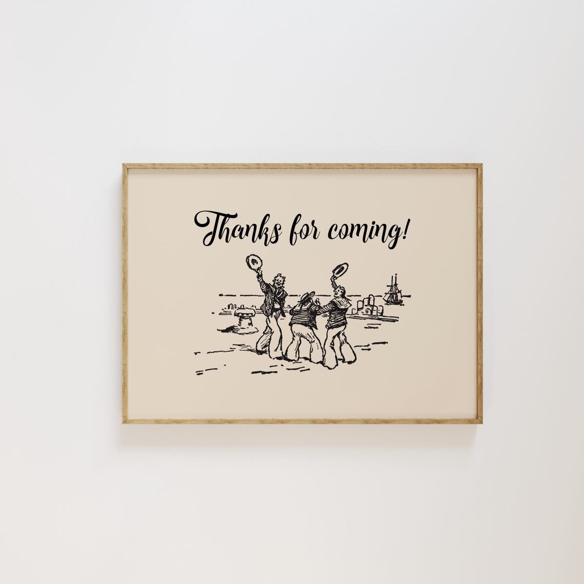 Thanks For Coming Vintage Sailors Farewell Black Ink Kitchen Wall Art