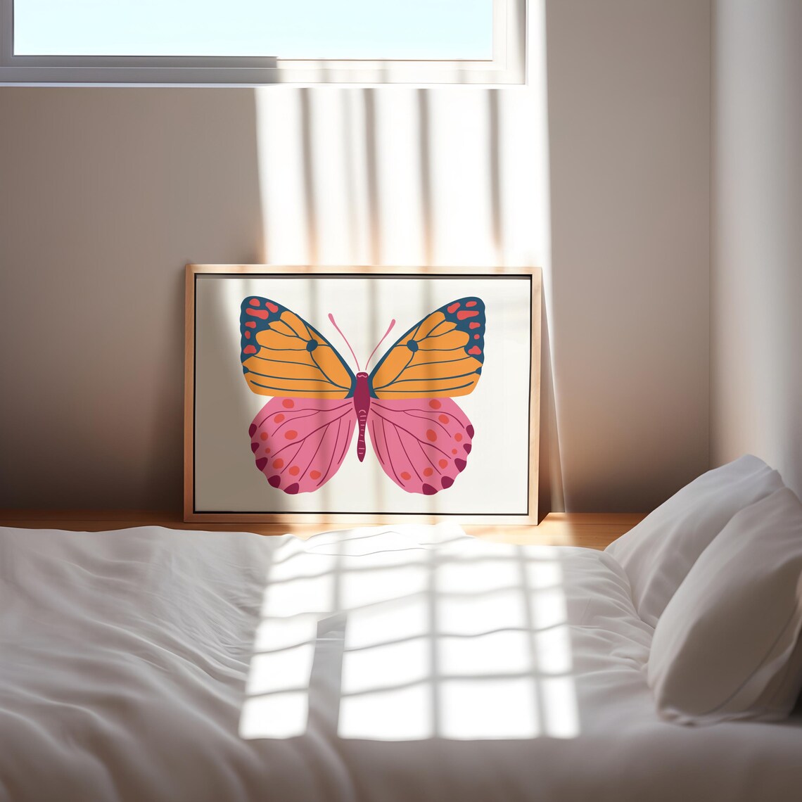 Butterfly Poster Print Preppy Room Decor Colorful Art Print Teen Girl Bedroom Decor Dorm Room Wall Art
