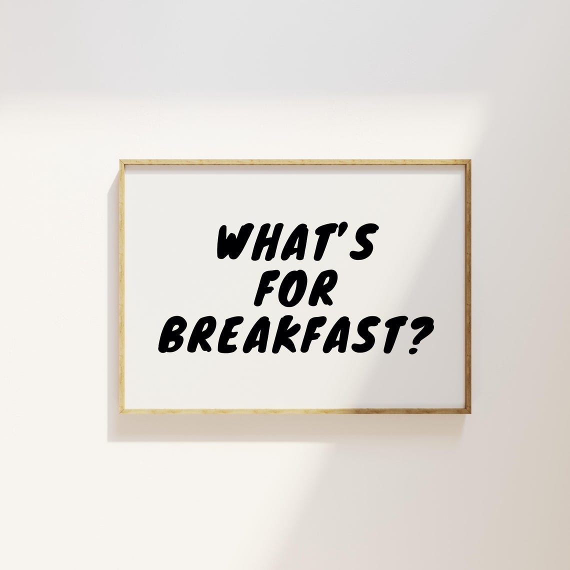 Whats For Breakfast Black Bold Typography Minimalist Kitchen Poster