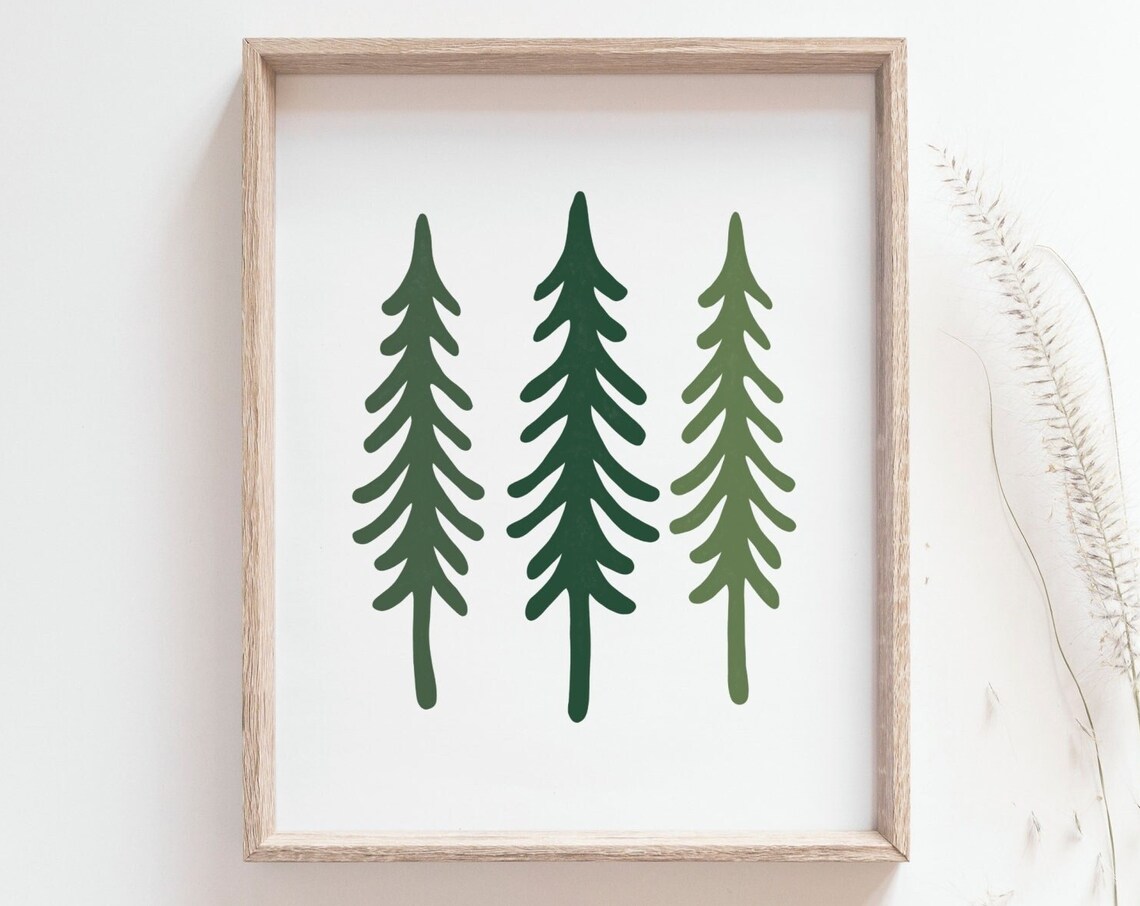 Pine Trees Forest Poster, Minimalist Woodland Art