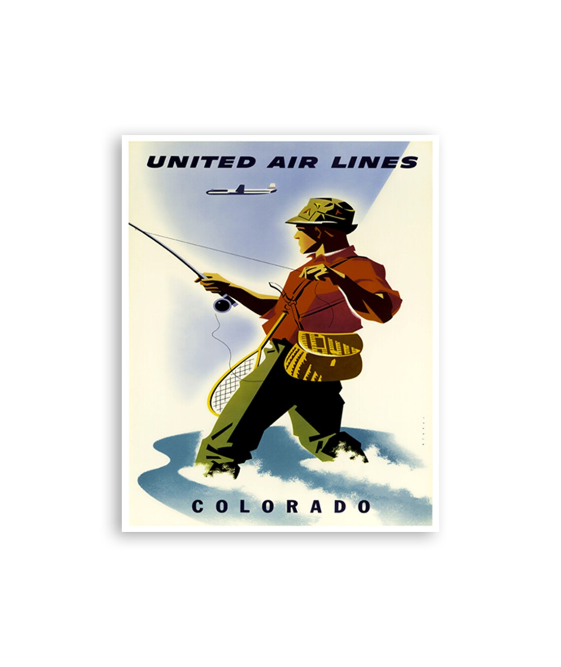 Colorado Fishing Print Colorado Travel Poster Fishing Art Zt580a