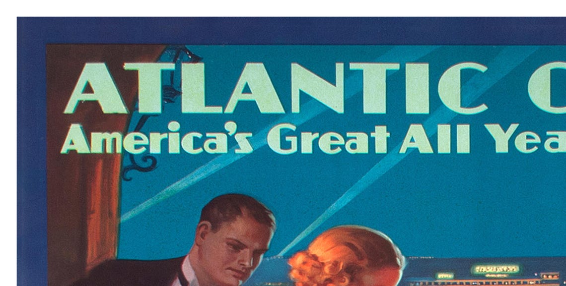 Atlantic City Resort Night Pennsylvania Railroad Vintage Poster - Image 2