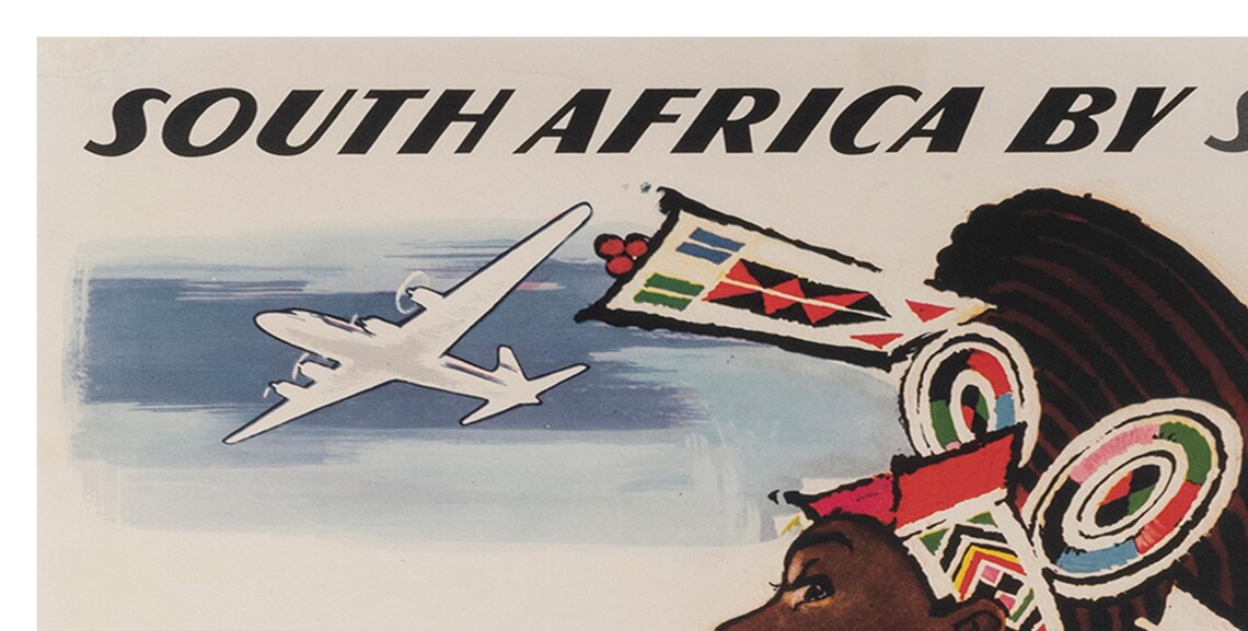 South Africa by SAS Vintage Scandinavian Airlines Beaded Dress Poster - Image 2