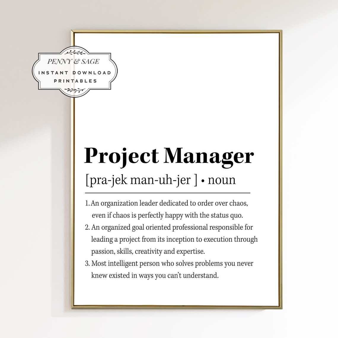 Project Manager Definition Office Humor Poster Print